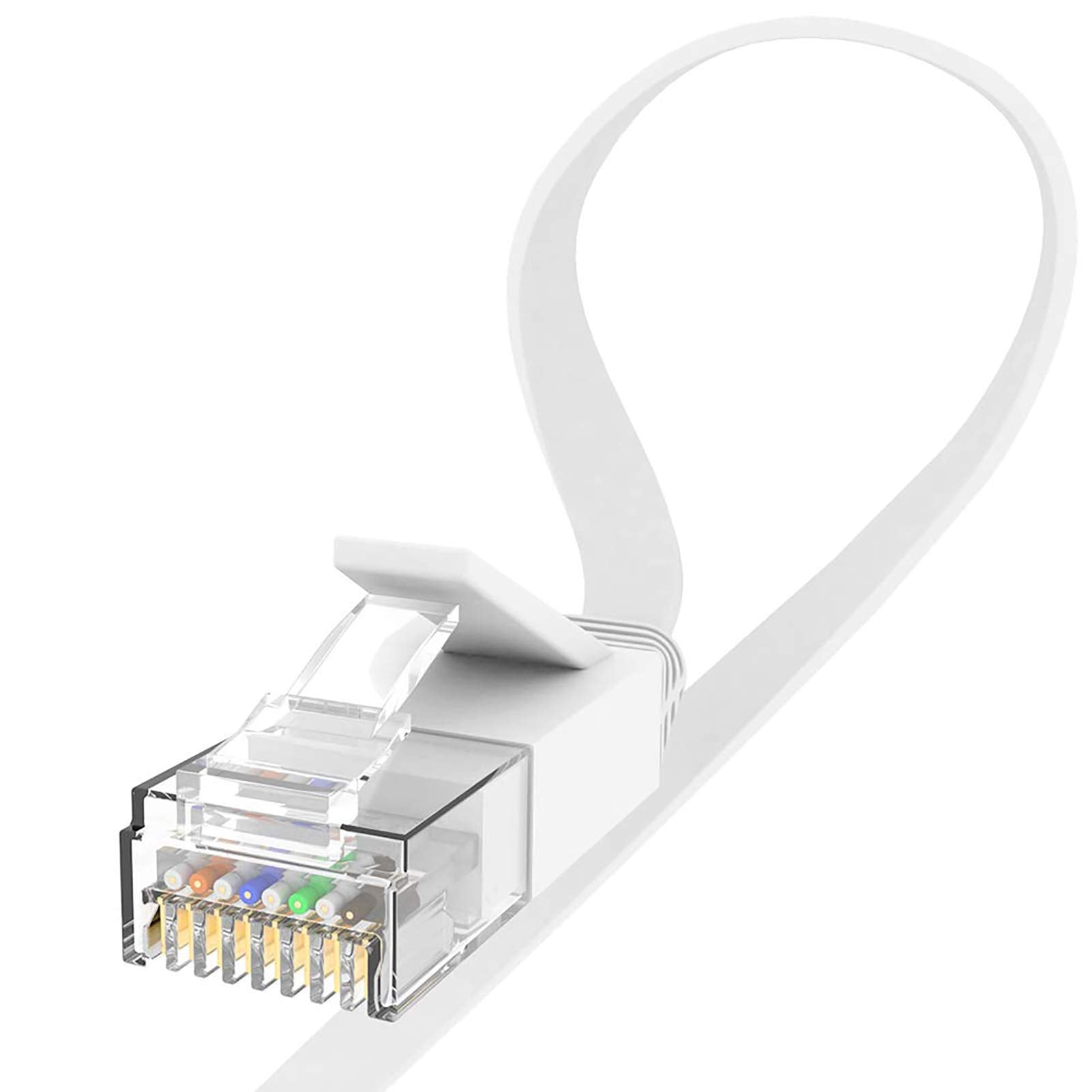 Jaremite Ethernet Cable, 2 Pack 15Ft Cat 6 Internet Network Lan Rj45 Patch Cords, Flat White Cat6 Computer Wire 15 Feet For Mode